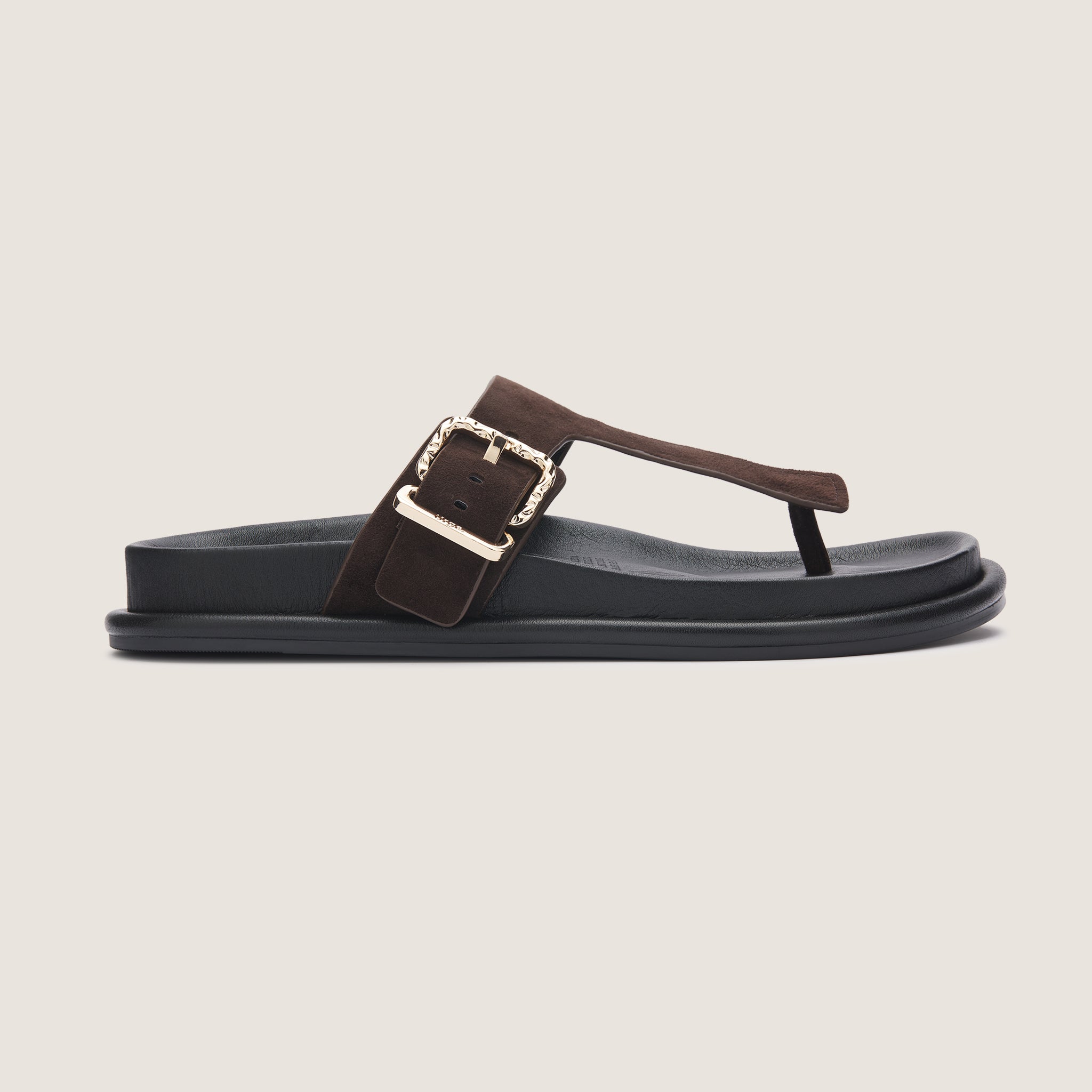 Aero Footbed Thong - Dark Brown Suede