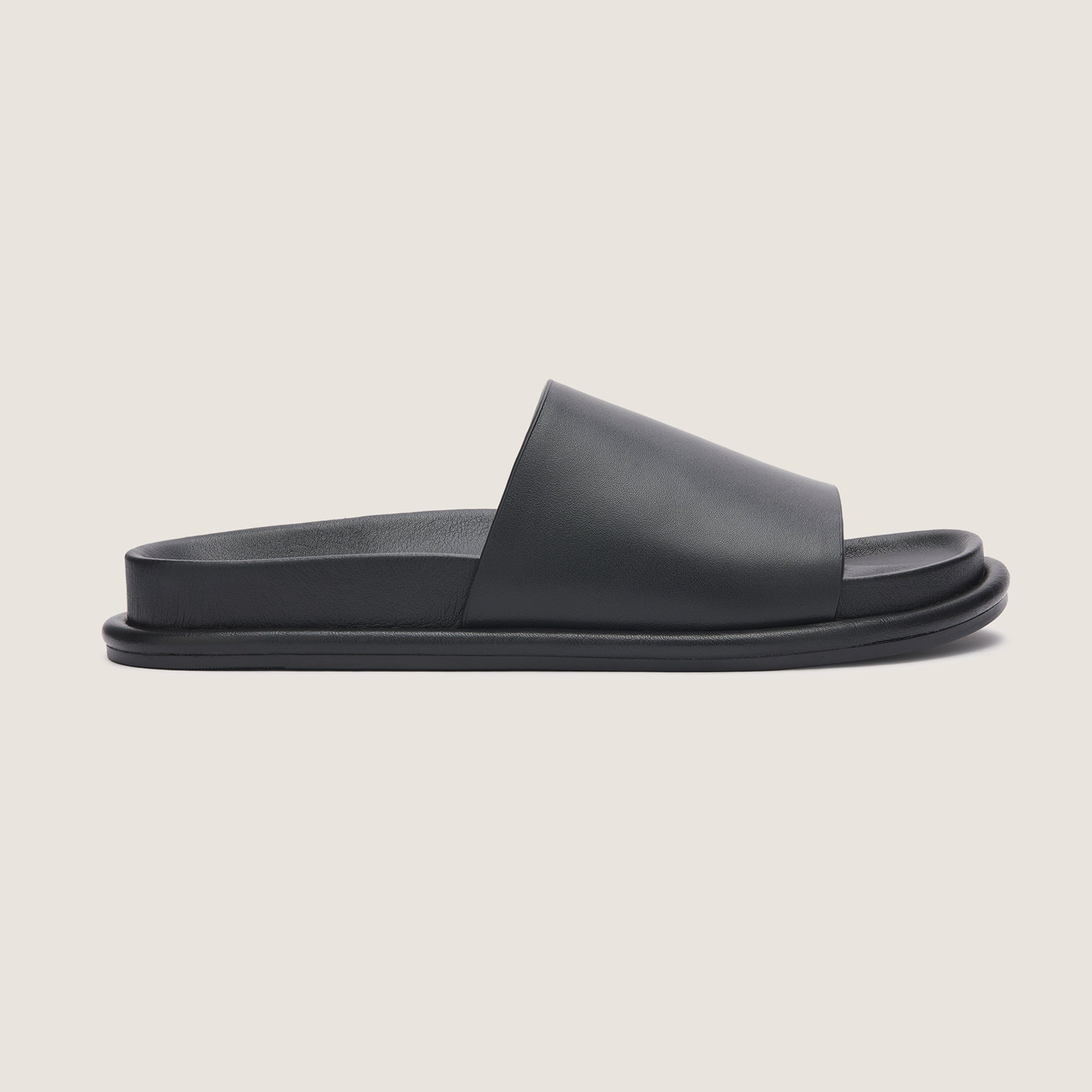Arcade Footbed Slide - Black Leather