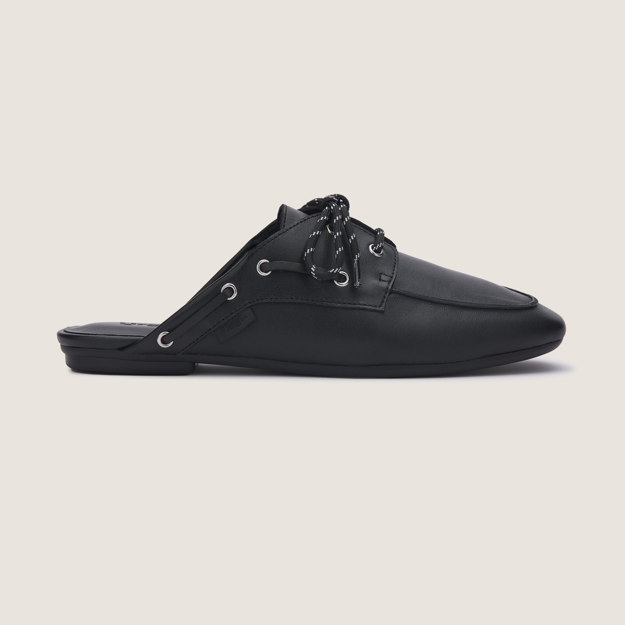 Seaside Mule Flat - Black Leather