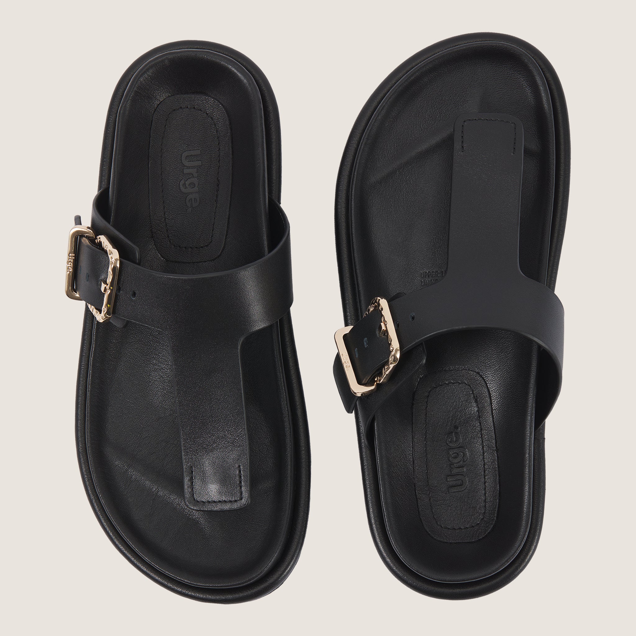 Aero Footbed Thong - Black Leather