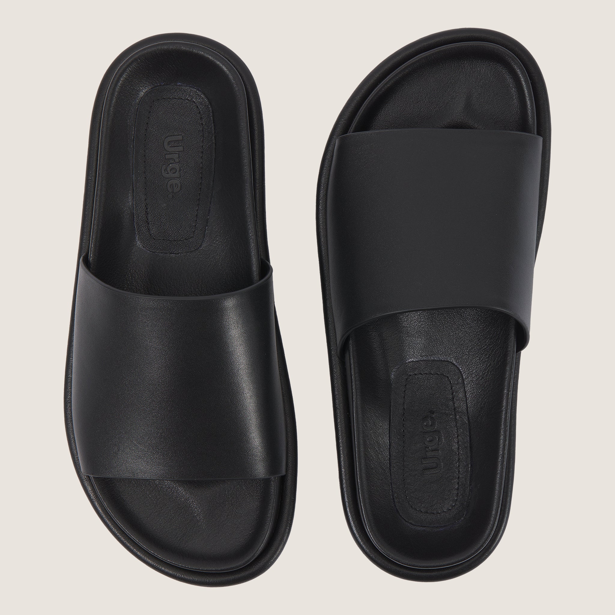 Arcade Footbed Slide - Black Leather